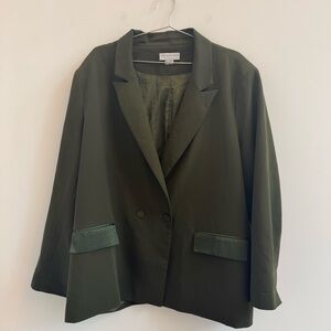 Never Fully Dressed Olive Green Double-Breasted Blazer
